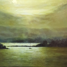 Sunset in Green Gold II, 24"X30", Oil on Cradled Panel